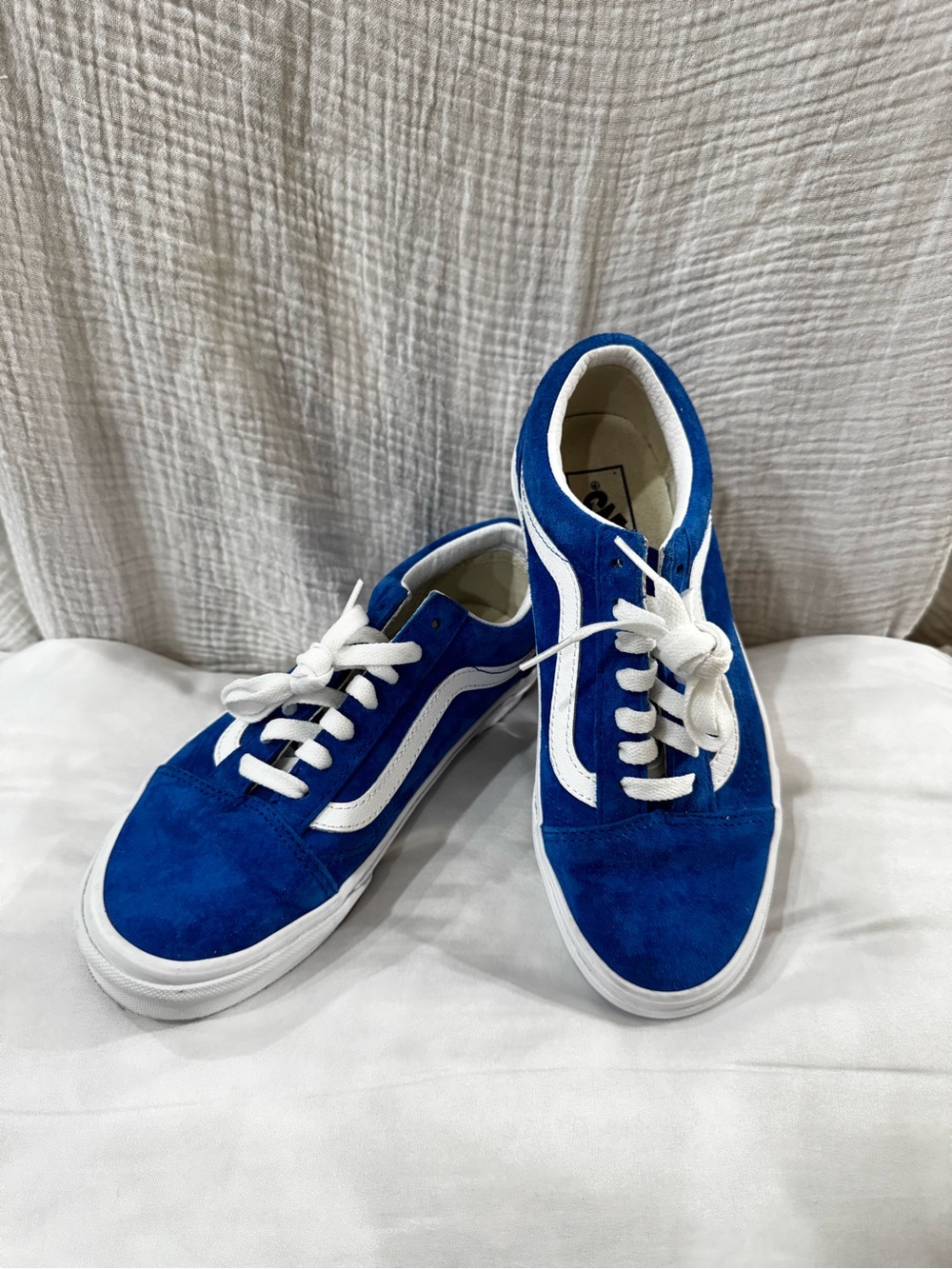 Vans Royal Blue Suede Low-Top Sneakers with White Stripe